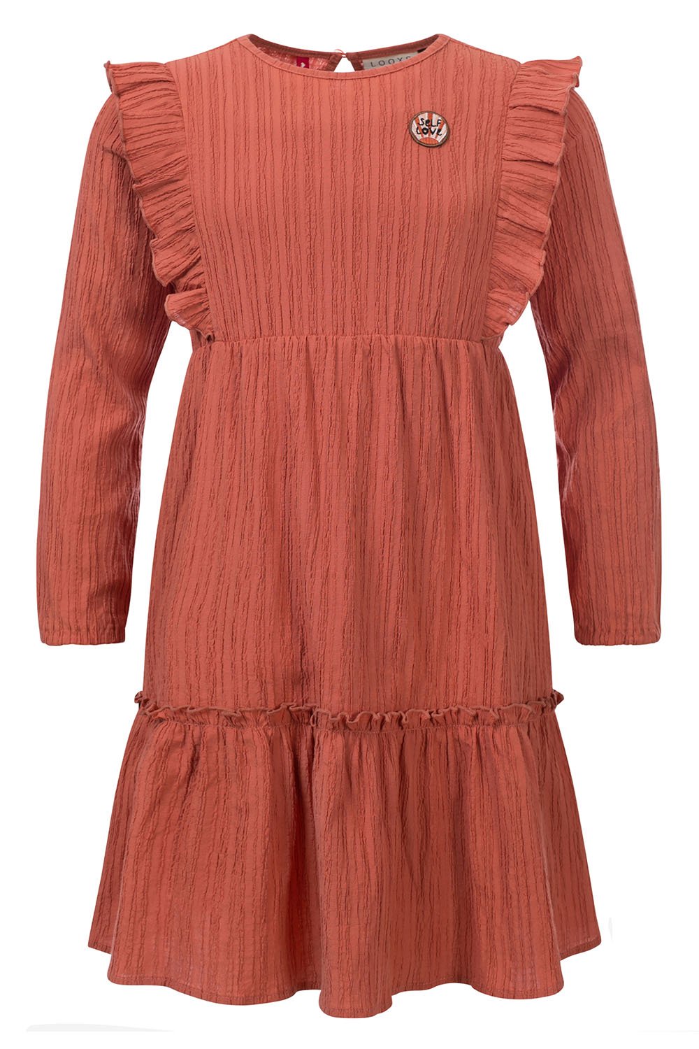 Meisjes Little jaquard dress van LOOXS Little in de kleur Redwood in maat 128.