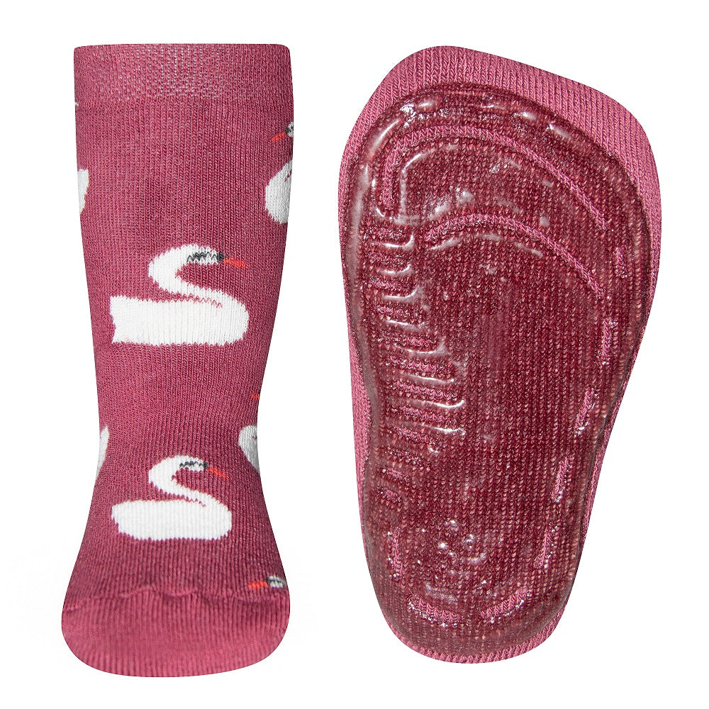 Ewers Anti-slip socks Swans bordeaux red