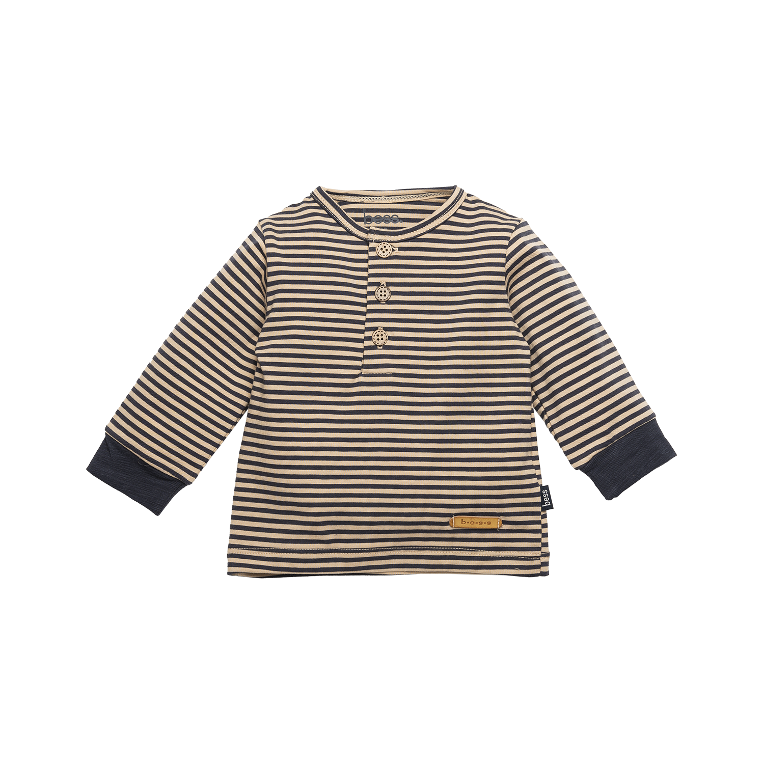 Jongens Shirt l.sl. Striped van B.E.S.S. in de kleur Sand in maat 68.
