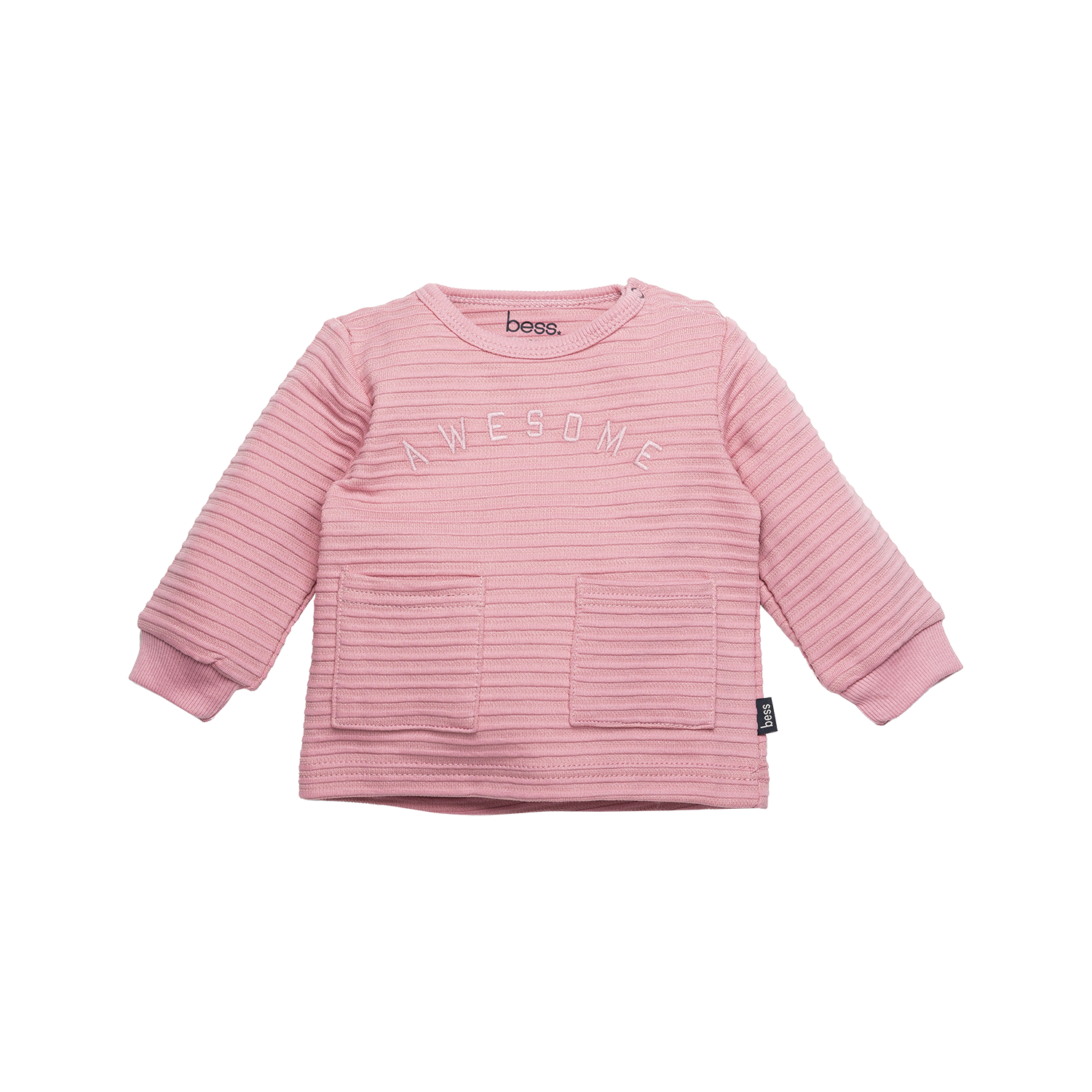 Meisjes Shirt l.sl. Rib Awesome van B.E.S.S. in de kleur Pink in maat 68.