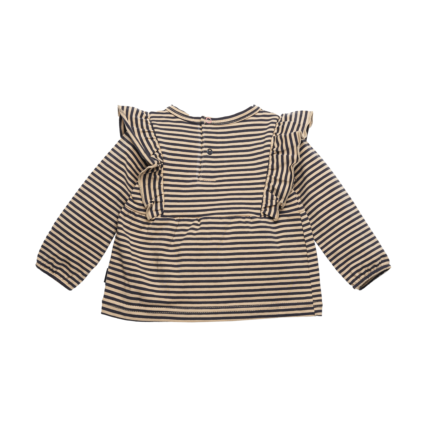 Meisjes Shirt l.sl. Striped Ruffles van B.E.S.S. in de kleur Sand in maat 68.