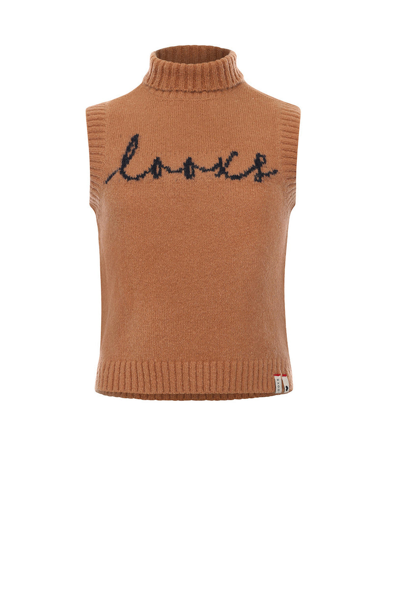 Meisjes Knitted Collar Spencer van Looxs 10sixteen in de kleur Cashew in maat 176.