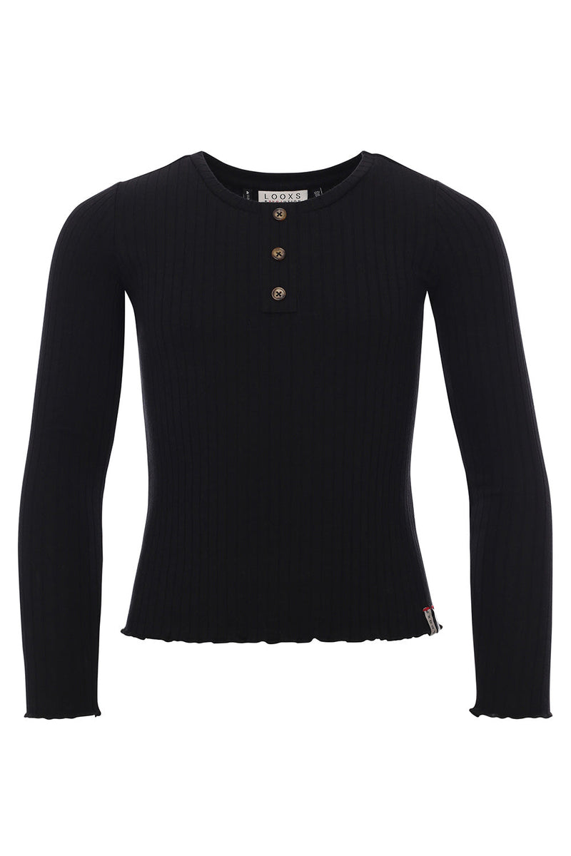 Meisjes Rib Top van Looxs 10sixteen in de kleur black in maat 176.