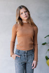 Meisjes Rib Top L/S van Looxs 10sixteen in de kleur Cinnamon in maat 176.