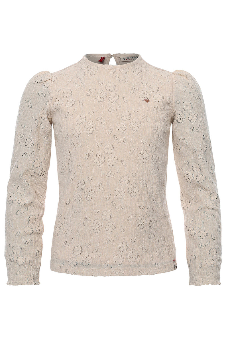 Meisjes Jacquard Blouse van Looxs Little in de kleur Pebble in maat 128.