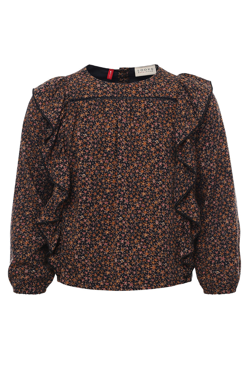 Meisjes Woven Floral Blouse van Looxs Little in de kleur Wildflower aop in maat 128.