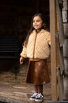 Meisjes Reversible Fur Jacket van Looxs Little in de kleur Cinnamon in maat 128.