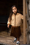 Meisjes Reversible Fur Jacket van Looxs Little in de kleur Cinnamon in maat 128.