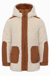 Meisjes Bonded Teddy Coat van Looxs Little in de kleur bone in maat 128.