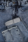 Meisjes Paperbag Denim Pants van Looxs Little in de kleur Acid blue in maat 128.
