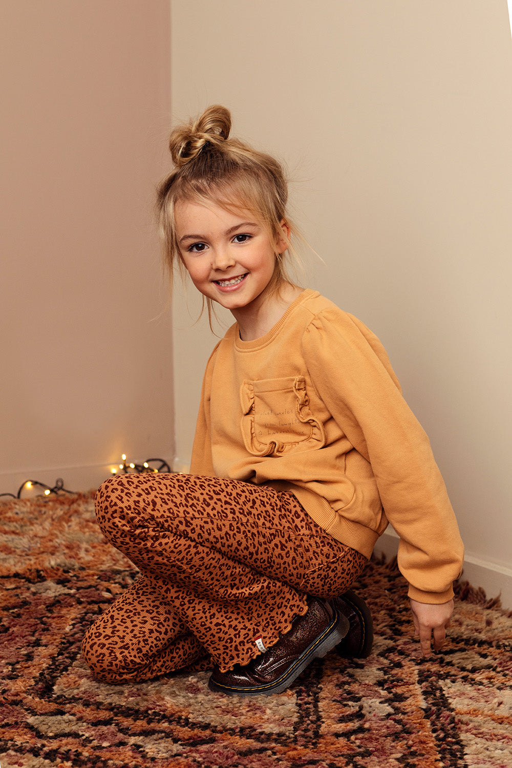 Meisjes Velvet Rib Flare Pants With A van Looxs Little in de kleur Animal spot ao in maat 128.