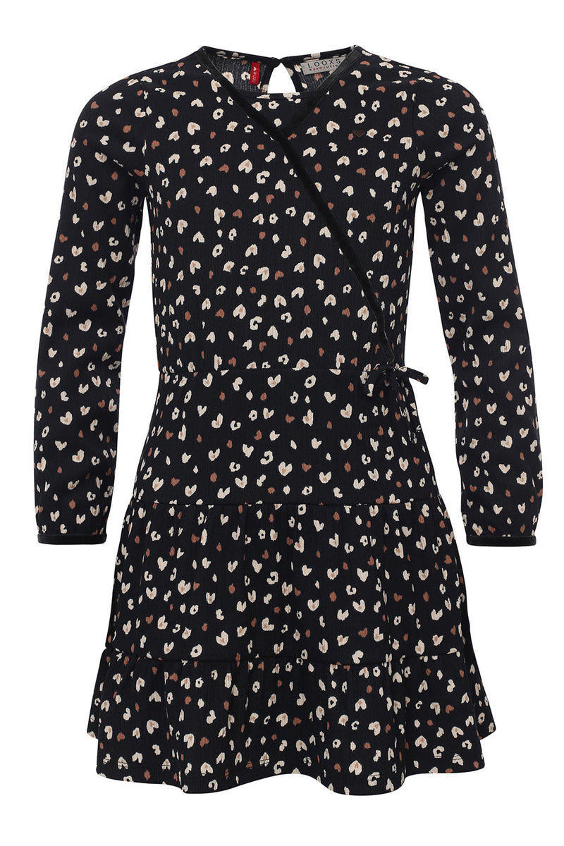 Meisjes Crincle Dress  With A/O van Looxs Little in de kleur Rainbow in maat 128.