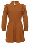 Meisjes Jaquard Dress van Looxs Little in de kleur OCHRE in maat 128.