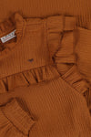 Meisjes Jaquard Dress van Looxs Little in de kleur OCHRE in maat 128.