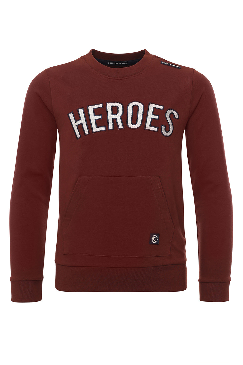 Jongens Crewneck Sweater van Common Heroes in de kleur Dark rust in maat 158-164.