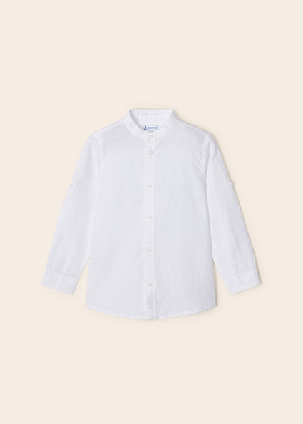 Mayoral L/s mao collar linen shirt