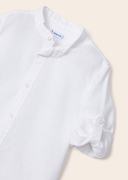 Mayoral L/s mao collar linen shirt