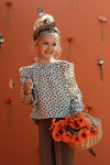 Meisjes Printed Mousseline Top van LOOXS Little in de kleur little leopard in maat 128.