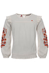 Meisjes Crincle Embroidery Blouse van LOOXS Little in de kleur CREAM in maat 128.