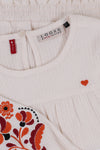 Meisjes Crincle Embroidery Blouse van LOOXS Little in de kleur CREAM in maat 128.