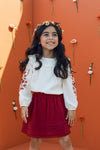 Meisjes Crincle Embroidery Blouse van LOOXS Little in de kleur CREAM in maat 128.
