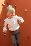 Meisjes Crincle Embroidery Blouse van LOOXS Little in de kleur CREAM in maat 128.