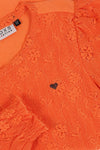 Meisjes Lace Top van LOOXS Little in de kleur TANGERINE in maat 128.