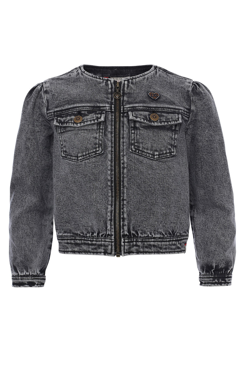 Meisjes Denim Jacket van LOOXS Little in de kleur black in maat 128.