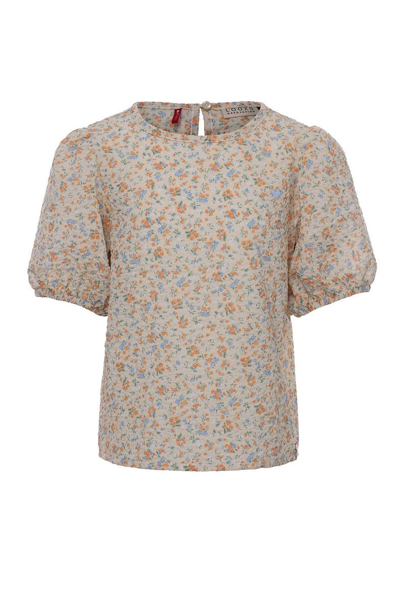 Meisjes Fancy Woven Top Mini Flowers van LOOXS Little in de kleur mini flower in maat 128.