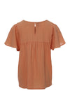 Meisjes Crinckle Top van LOOXS Little in de kleur Orange peach in maat 128.