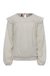 Meisjes Crinckle Top With Embroidery van LOOXS Little in de kleur Warm white in maat 128.