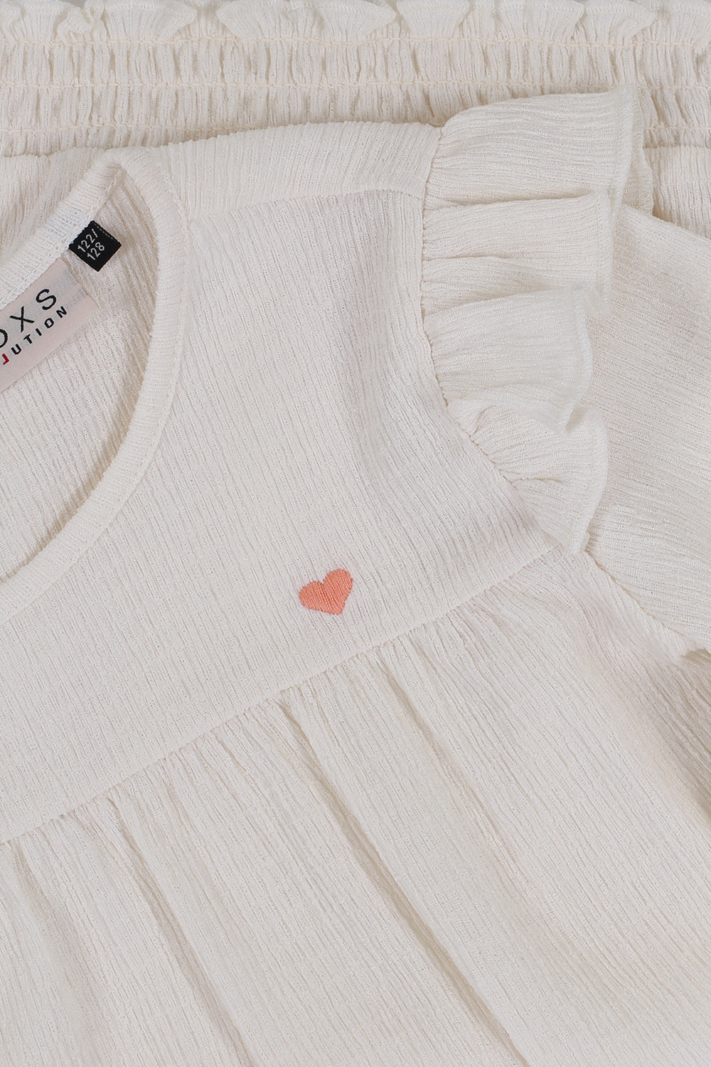 Meisjes Crinckle Top With Embroidery van LOOXS Little in de kleur Warm white in maat 128.