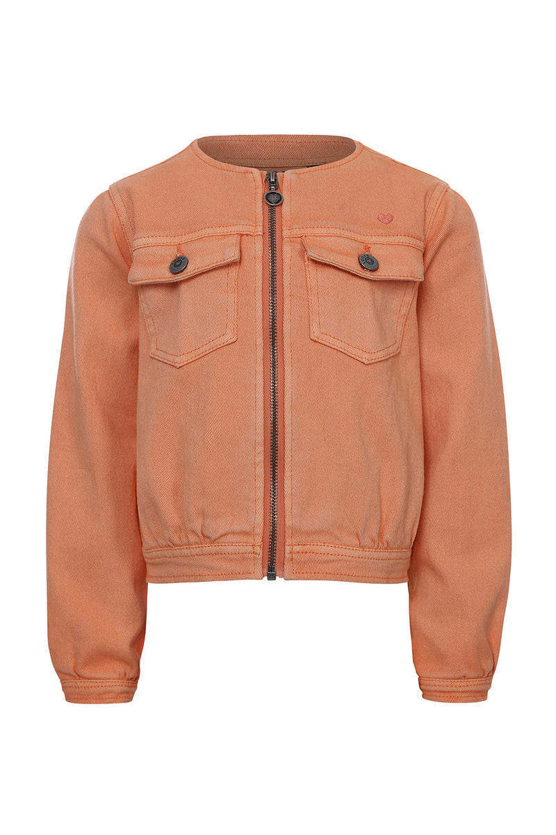 Meisjes Gm Dye Denim Jacket van LOOXS Little in de kleur Orange peach in maat 128.