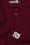 Meisjes Rib T-Shirt van LOOXS Little in de kleur Merlot in maat 128.