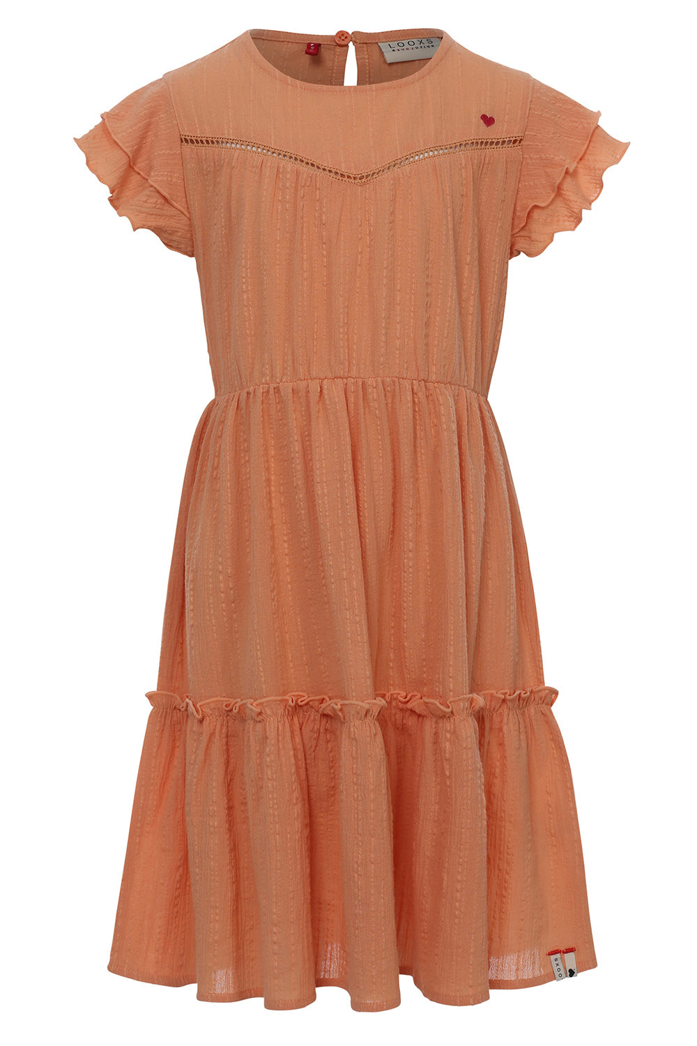 Meisjes Crinckle Dress van LOOXS Little in de kleur Orange peach in maat 128.