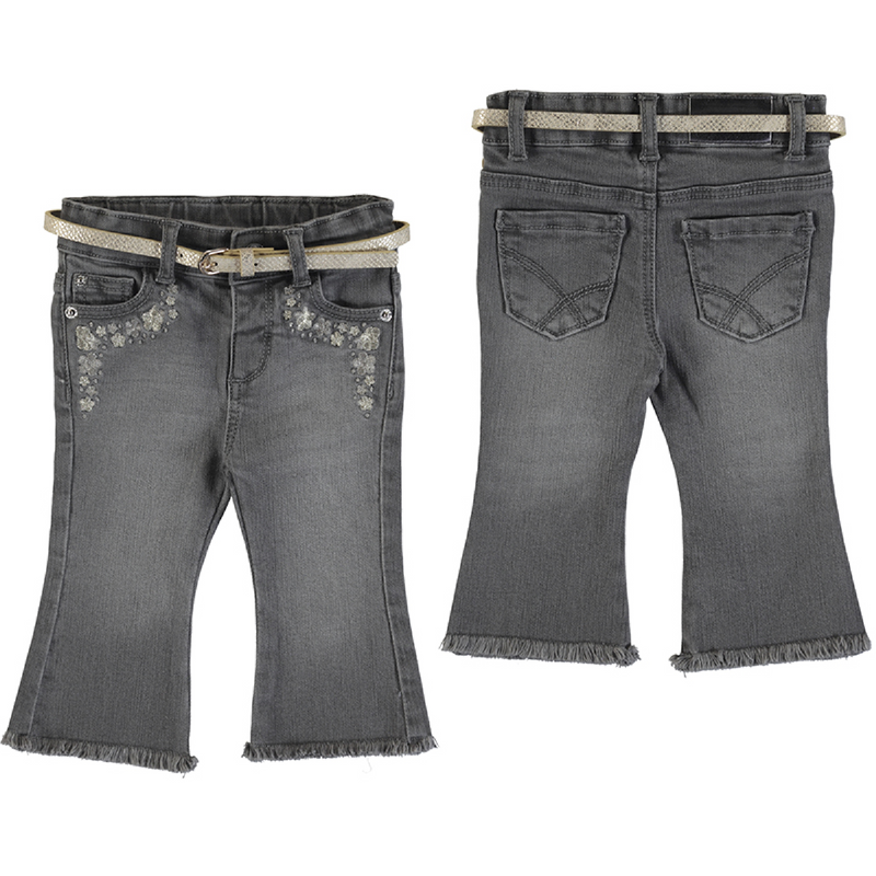 meisjes Flared Long Denim Pant van Mayoral in de kleur Grijs in maat 86.