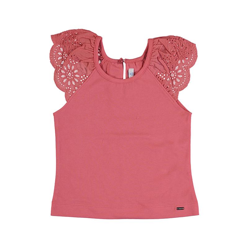 Meisjes Sleeveless t-shirt            van Mayoral in de kleur Coral      in maat 128.