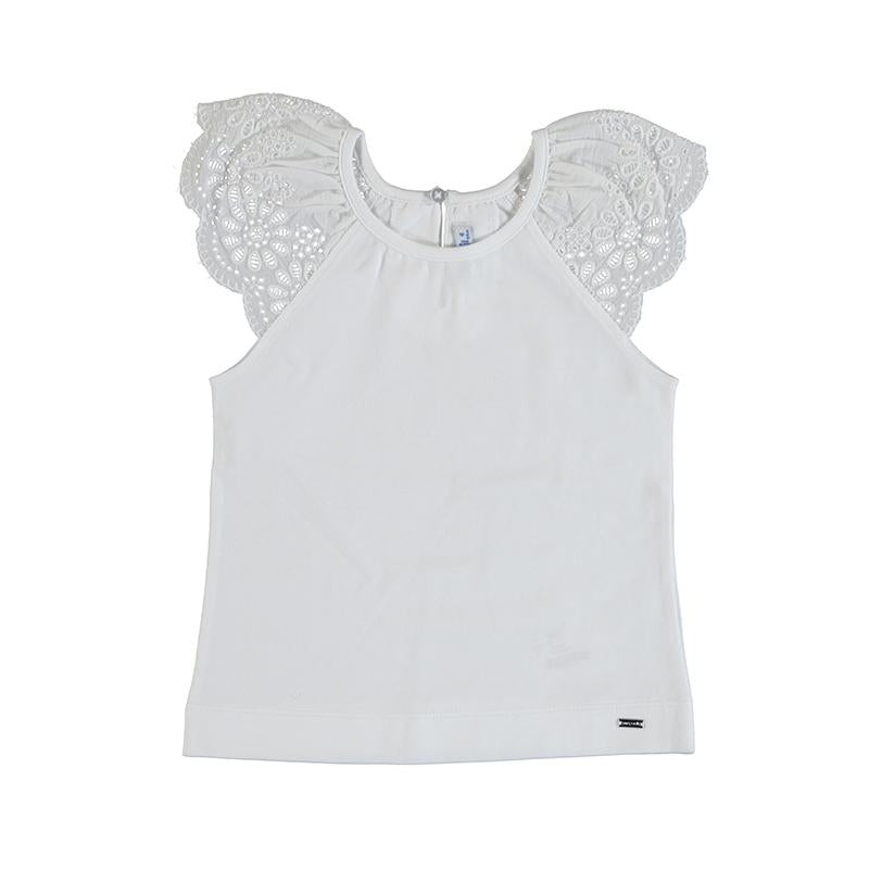 Meisjes Sleeveless t-shirt            van Mayoral in de kleur White      in maat 128.