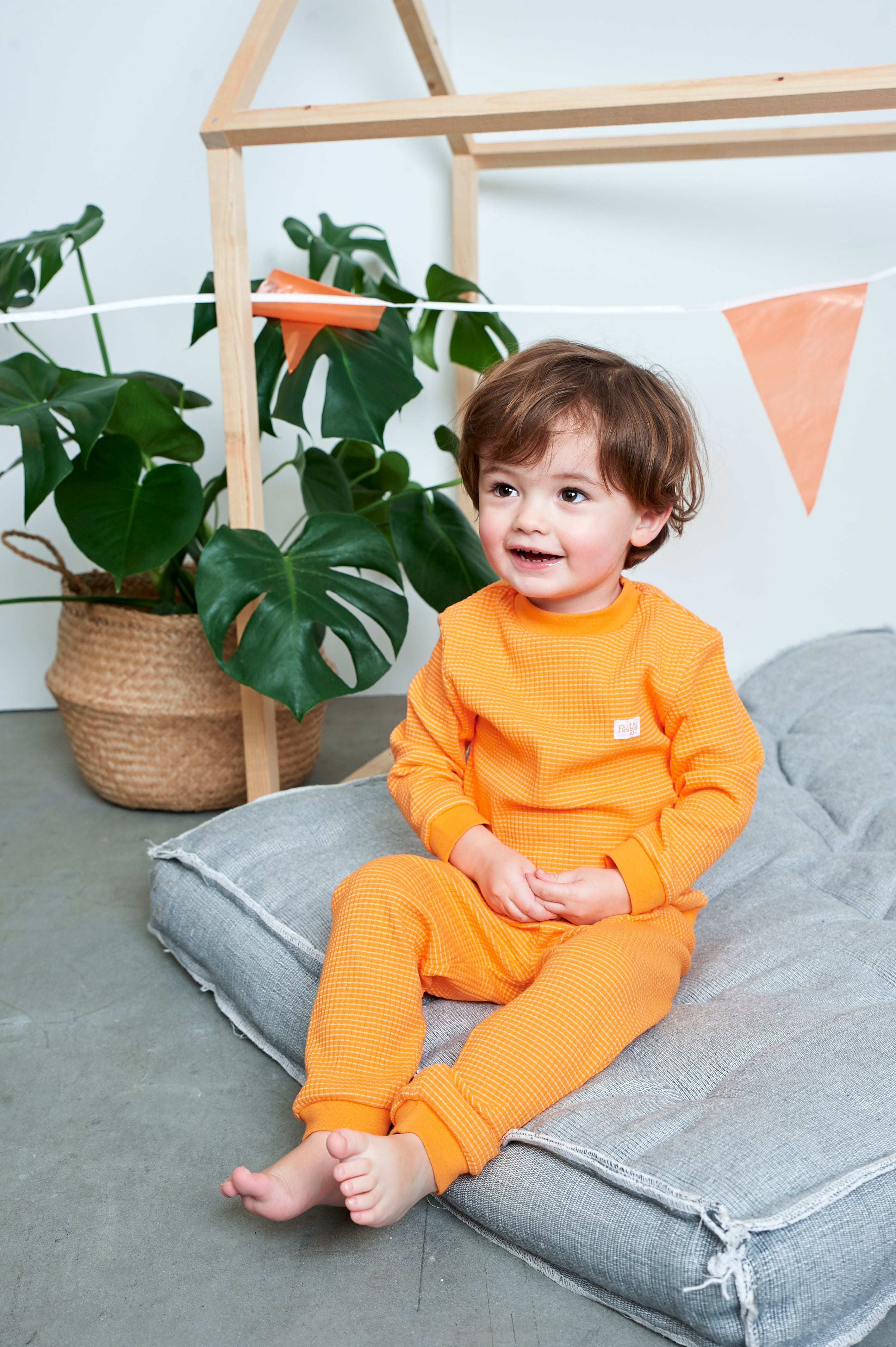 Feetje Pyjama wafel oranje
