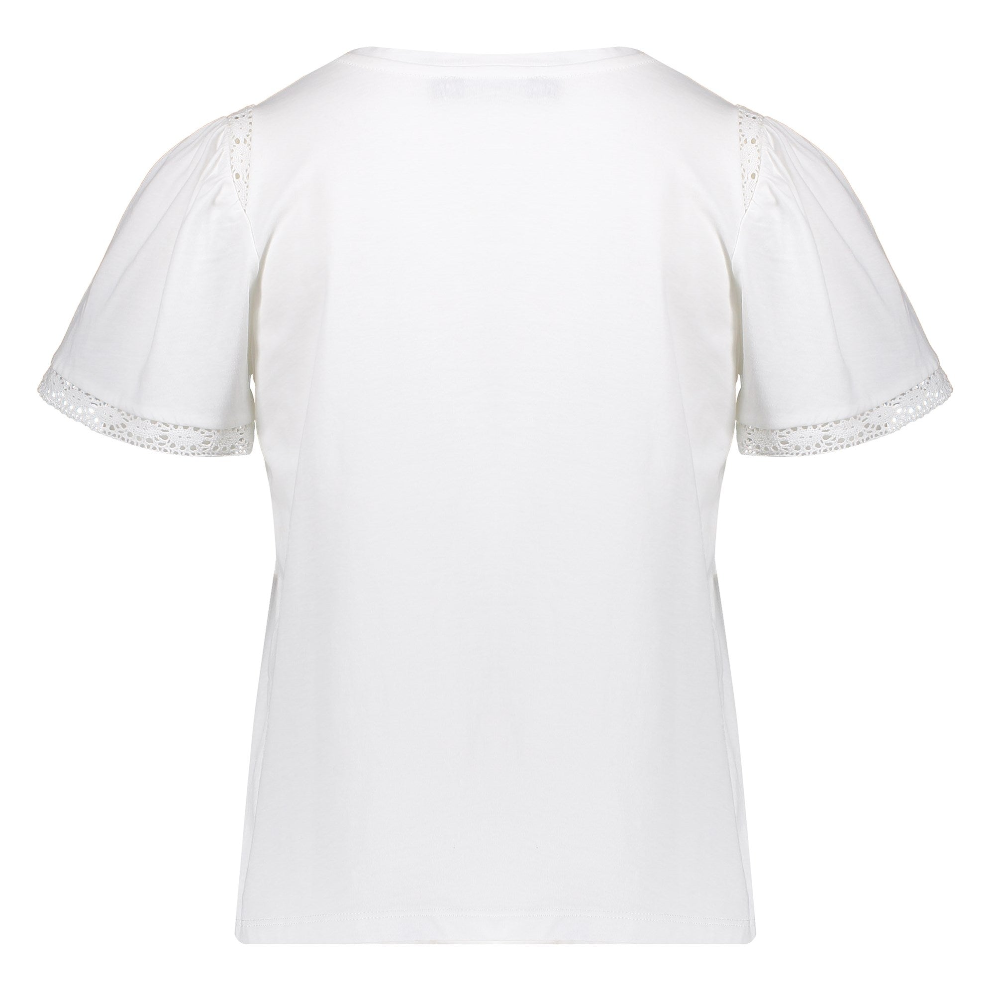 Meisjes T-shirt with lace van Geisha in de kleur 000010 - off-white in maat 176.