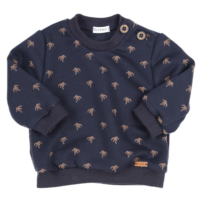 Jongens SWEATER - PALMA - BOYS - S22 van Gymp in de kleur MARINE/BEIGE in maat 86.