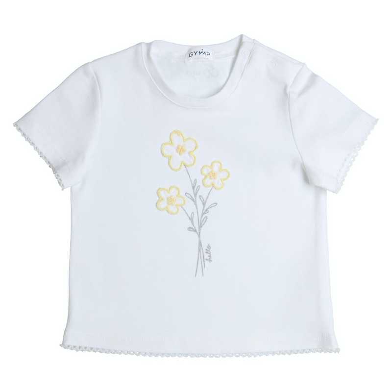 Baby meisjes T-SHIRT PRINT AND EMBROIDERY F van Gymp in de kleur Wit/Geel in maat 86.