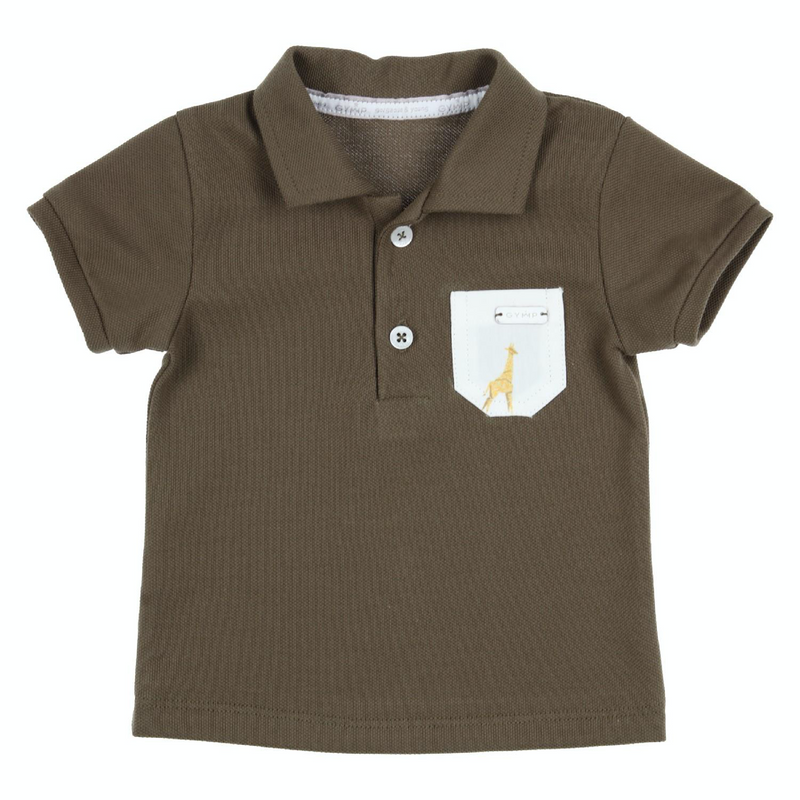 Baby jongens POLO - POCKET - PIKACHU - PREM van Gymp in de kleur Kaki in maat 86.
