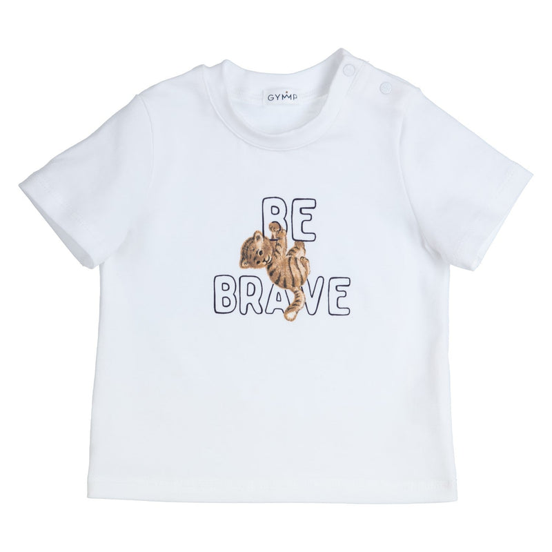 Jongens T-SHIRT - BE BRAVE - AEROBIC - van Gymp in de kleur WIT in maat 86.