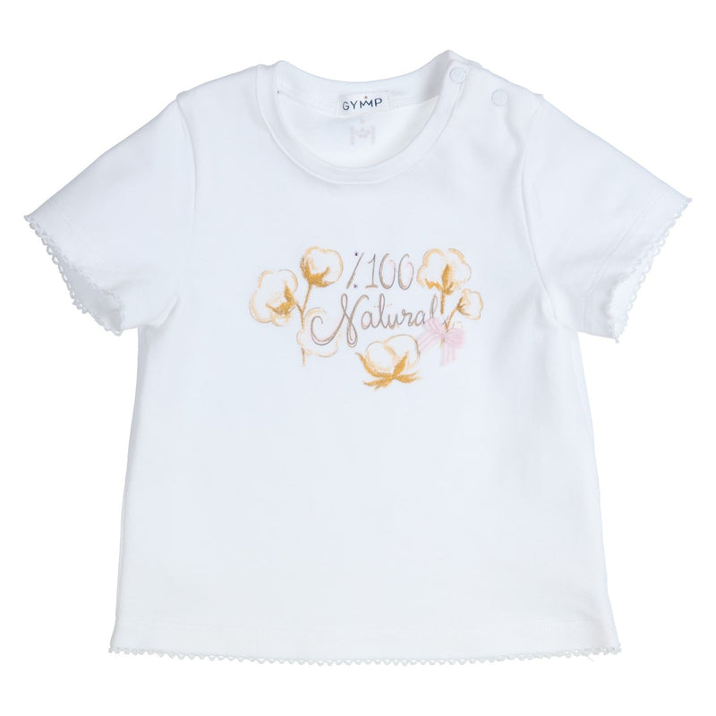 Meisjes T-SHIRT - 100 % NATURE - AEROB van Gymp in de kleur WIT in maat 86.