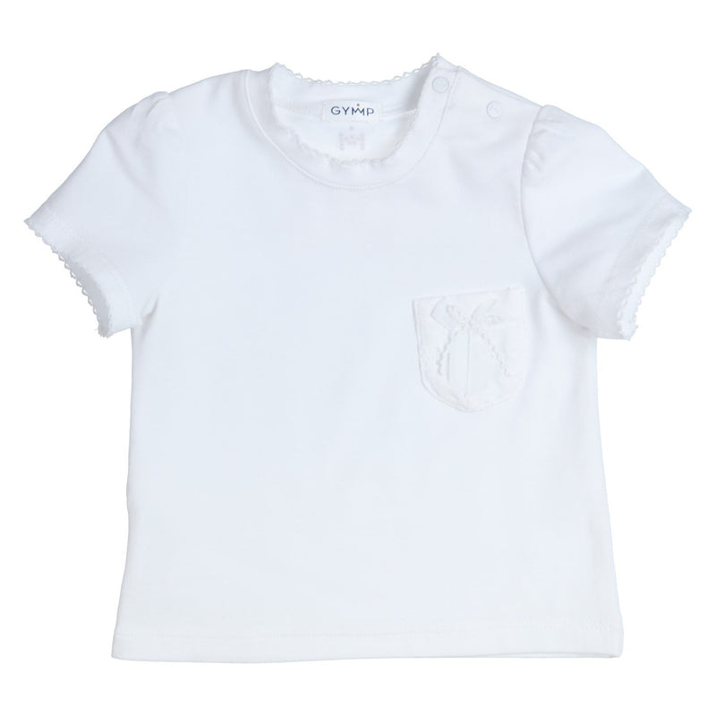 Meisjes T-SHIRT - POCKET AND BOW - AER van Gymp in de kleur WIT in maat 86.