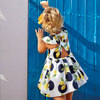 Meisjes Printed dress van Mayoral in de kleur Navy       in maat 128.