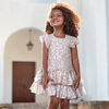 Meisjes Ruffled dress van Mayoral in de kleur Beige      in maat 128.