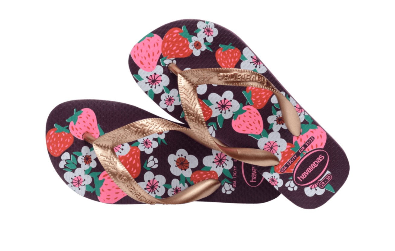 Havaianas KIDS FLORES EGGPLANT/ROSE GOLD