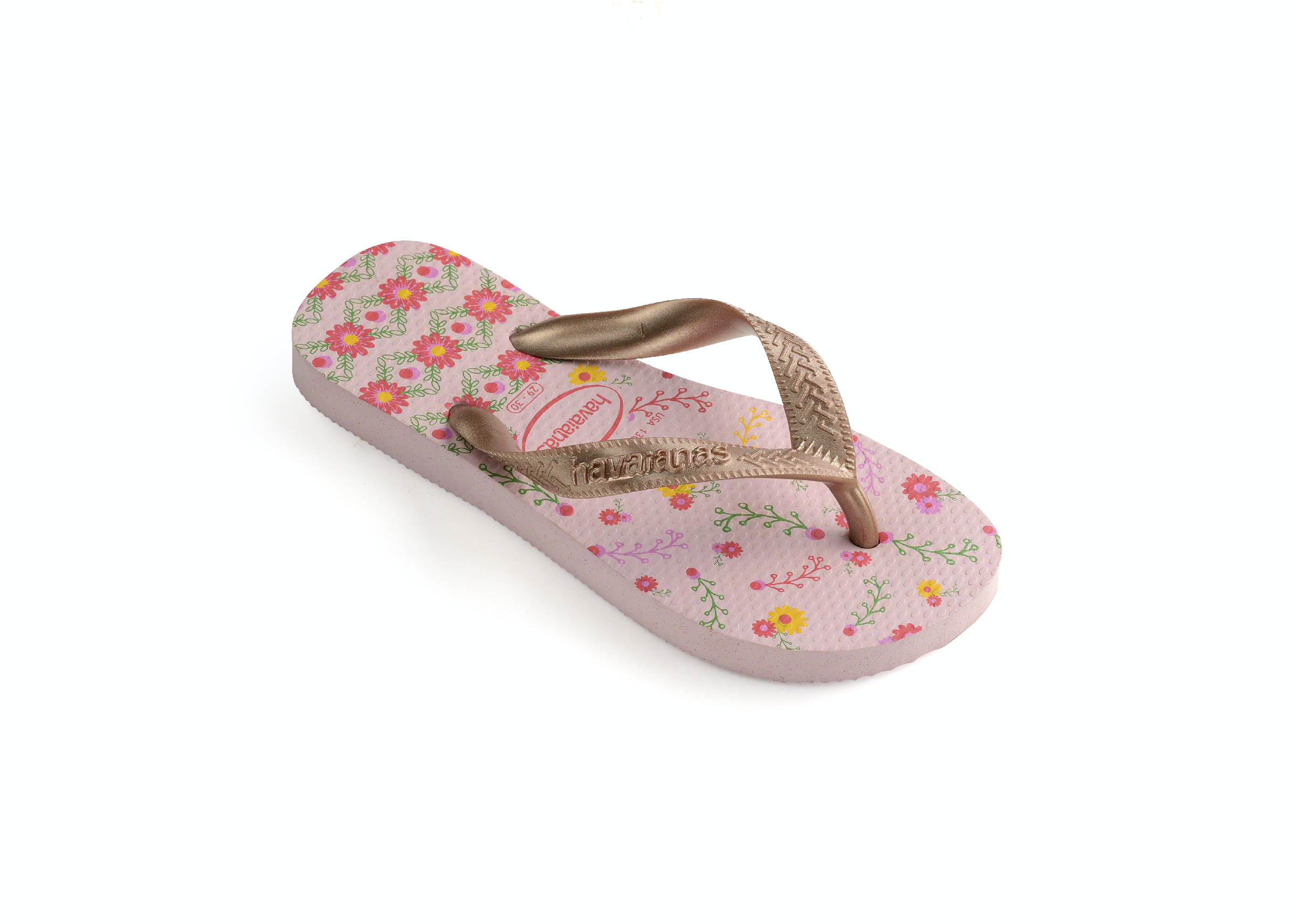 Meisjes Kids Flores Crystal Rose/Rose Gold Metallic  van Havaianas in de kleur Roze in maat 31, 32.